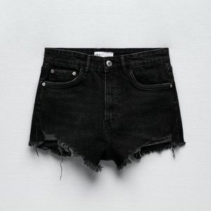 Zara Shorts | Zara High Waisted Denim Shorts | Color:Black